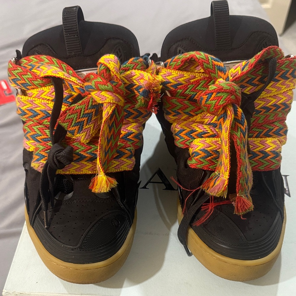 Lanvin Black and Multicolor High-Top Sneakers